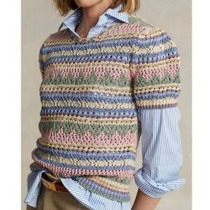 Polo Ralph Lauren Pointelle Cotton Short Sleeve Sweater